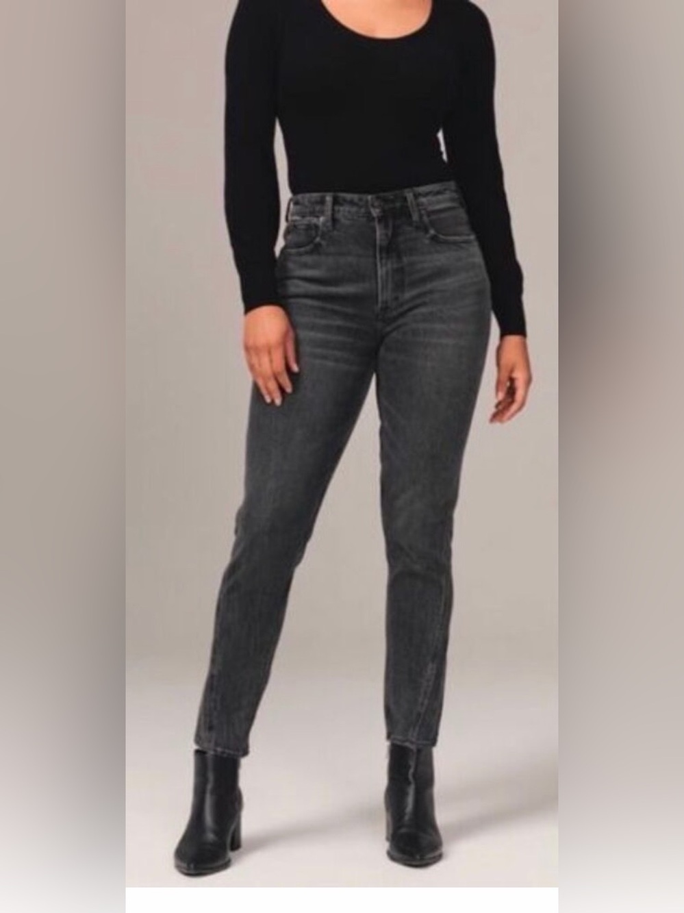 Abercrombie Curve Love High Rise Paneled Straight Leg Jeans Gray 24 00